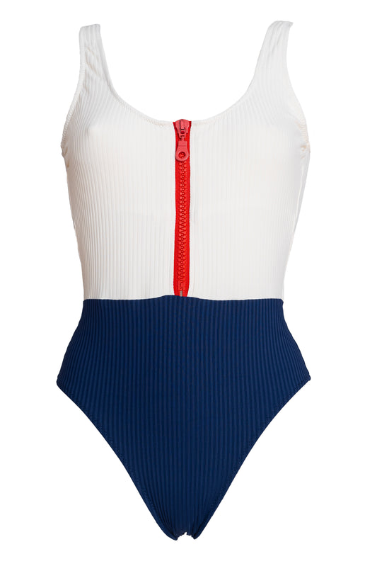 28007 CRUISE COLORBLOCK MARINE & CREAM SWIMSUIT