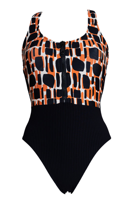 24009 ETHNIC PRINT COLORBLOCK SWIMSUIT