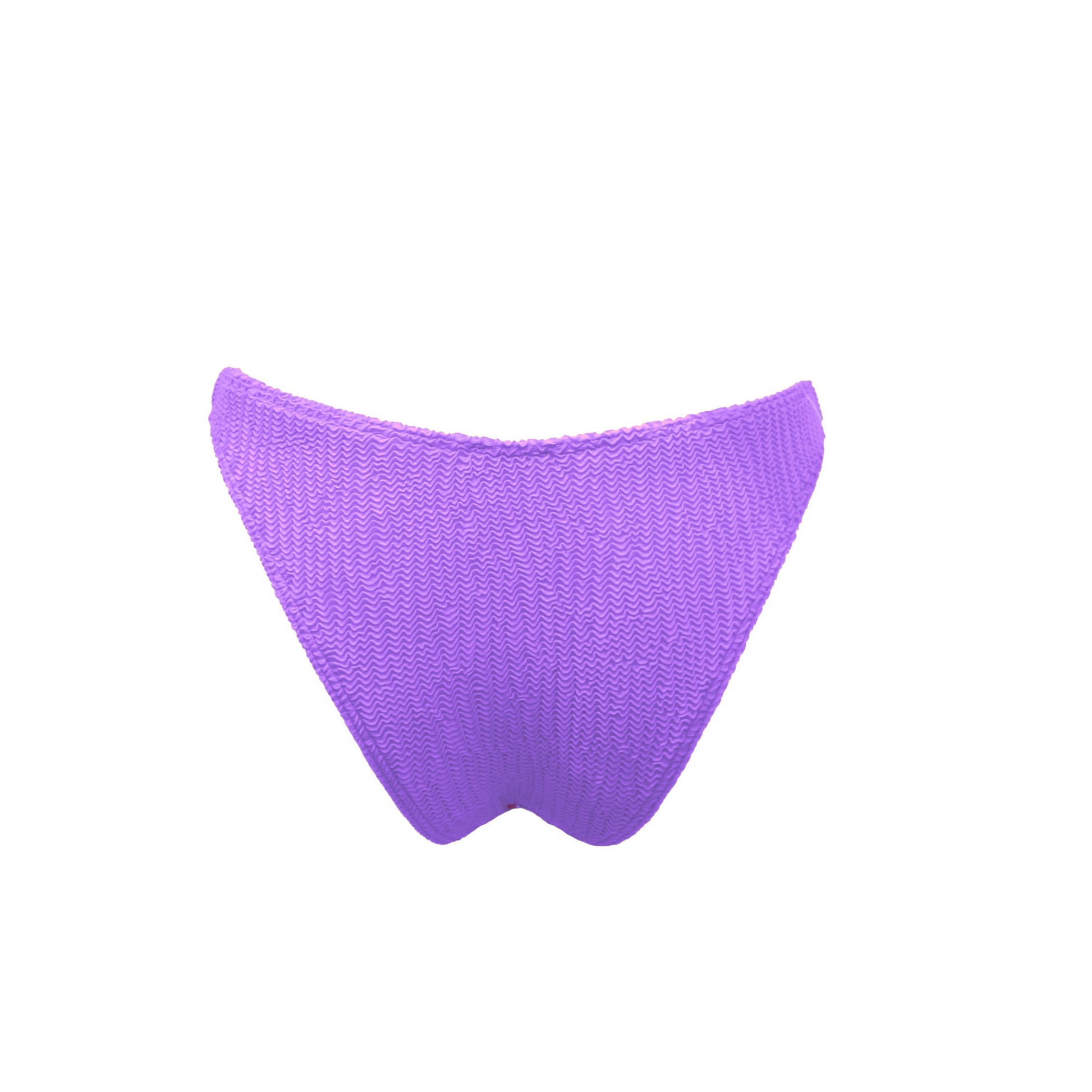 Mid-waist lilac bikini bottom. Textured finish. Really comfortable for the pool or the beach. This bikini will never upset you, it will always be one of your favorites. Braguita lila de corte mid-waist. Súper cómoda para la piscina o la playa. Este bikini siempre será de tus favoritos.