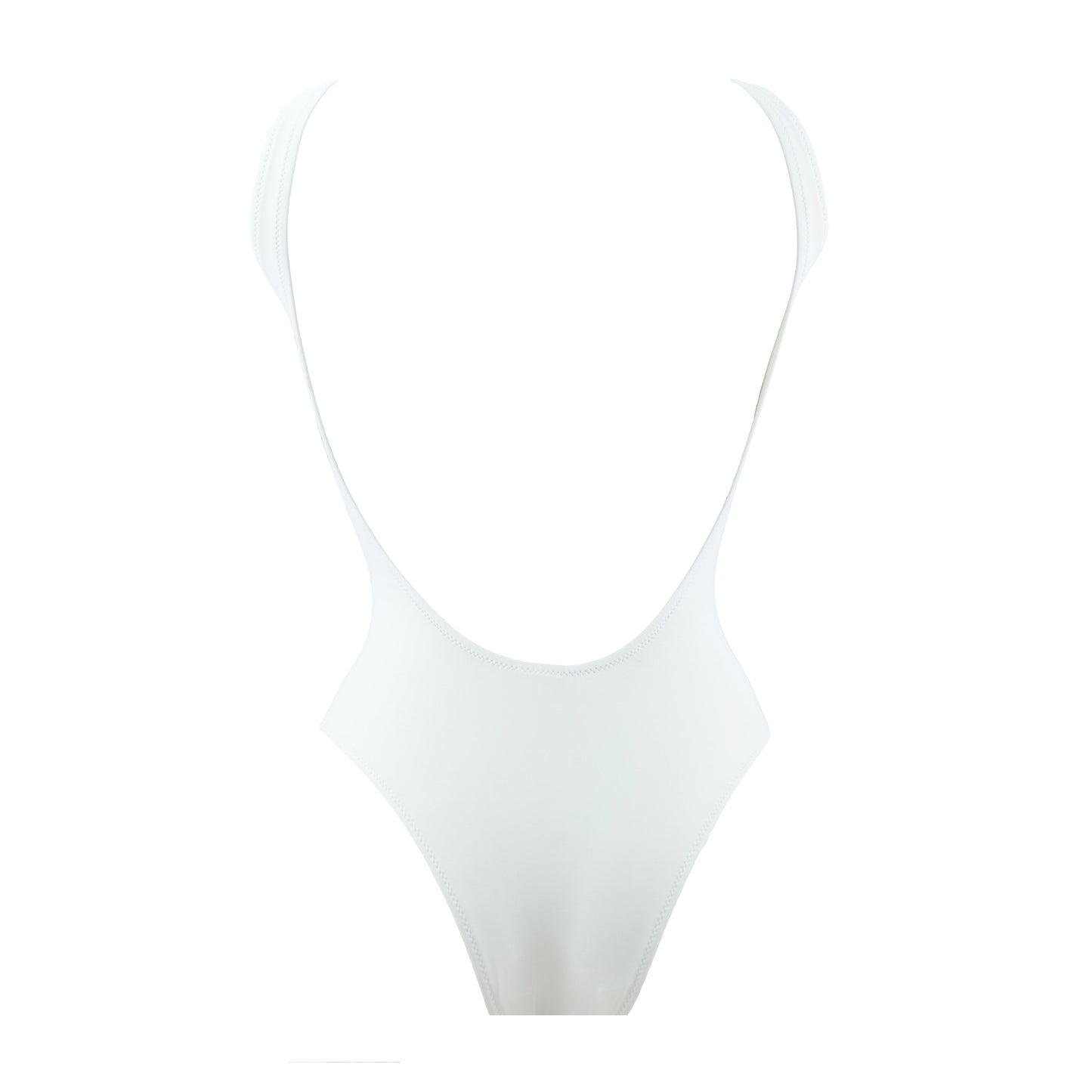 White and low cut one piece swimwear. Mustard adjustable big zipper. Open back and fitted at waist to flatter curves. Super stretchy and soft with double lining. Bañador blanco de una pieza. Cremallera mostaza ajustable. Diseño de espalda abierta, se ajusta al perfectamente al cuerpo. 