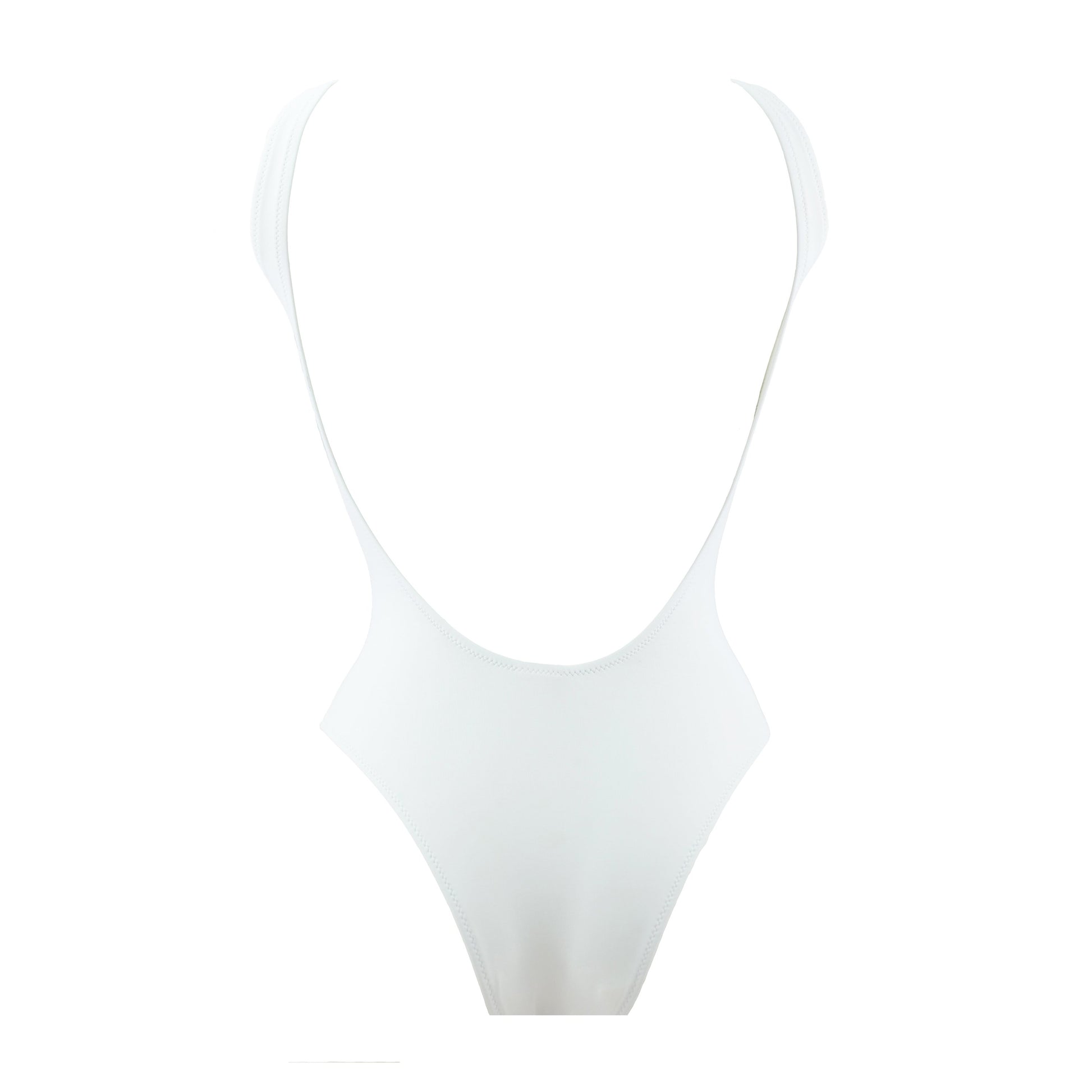 White and low cut one piece swimwear. Mustard adjustable big zipper. Open back and fitted at waist to flatter curves. Super stretchy and soft with double lining. Bañador blanco de una pieza. Cremallera mostaza ajustable. Diseño de espalda abierta, se ajusta al perfectamente al cuerpo. 
