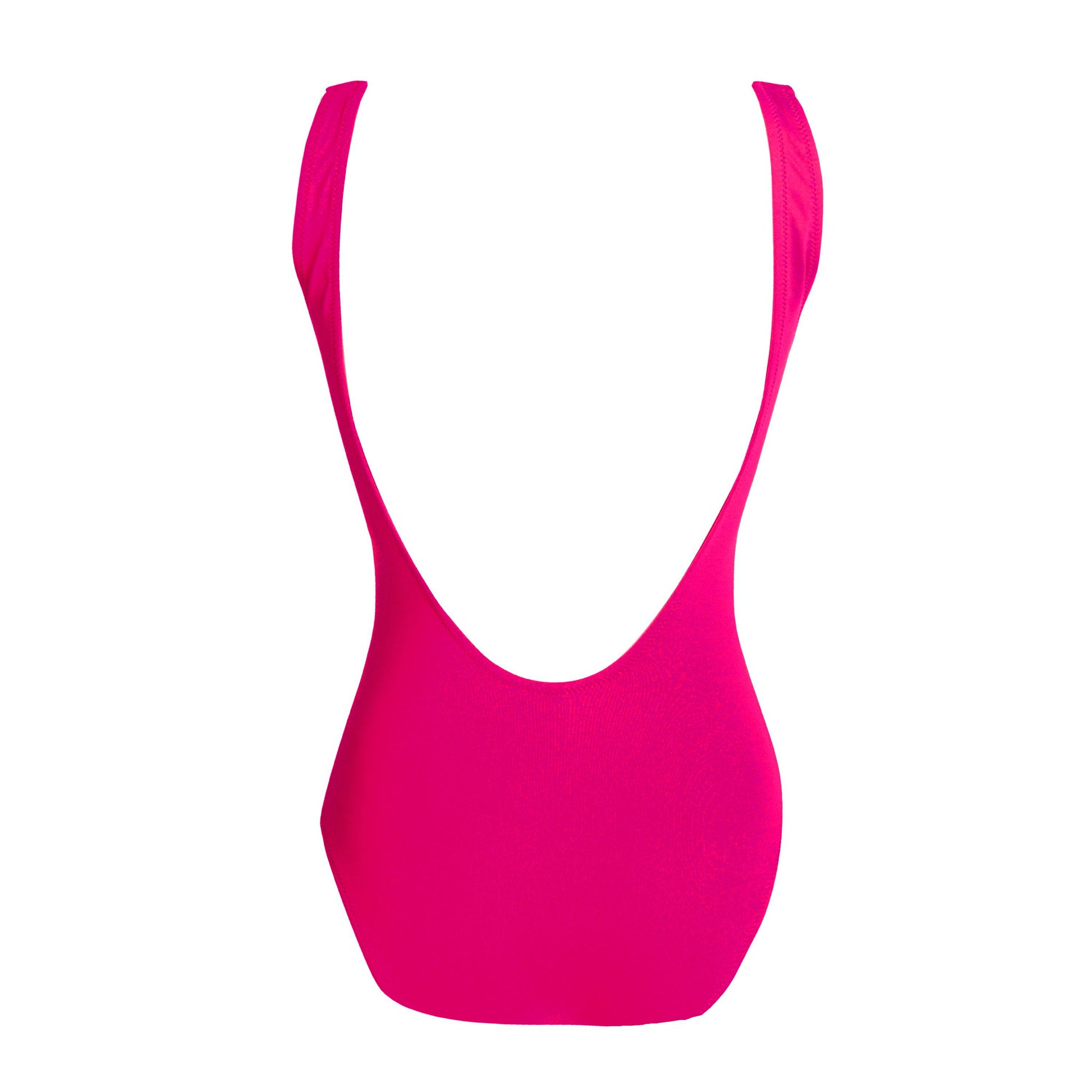 Pink high and low cut one piece swimwear. Baby blue adjustable big zipper. Open back and fitted at waist to flatter curves. Super stretchy and soft with double lining. Bañador rosa de una pieza. Cremallera azul bebé ajustable. Diseño de espalda abierta, se ajusta al perfectamente al cuerpo.
